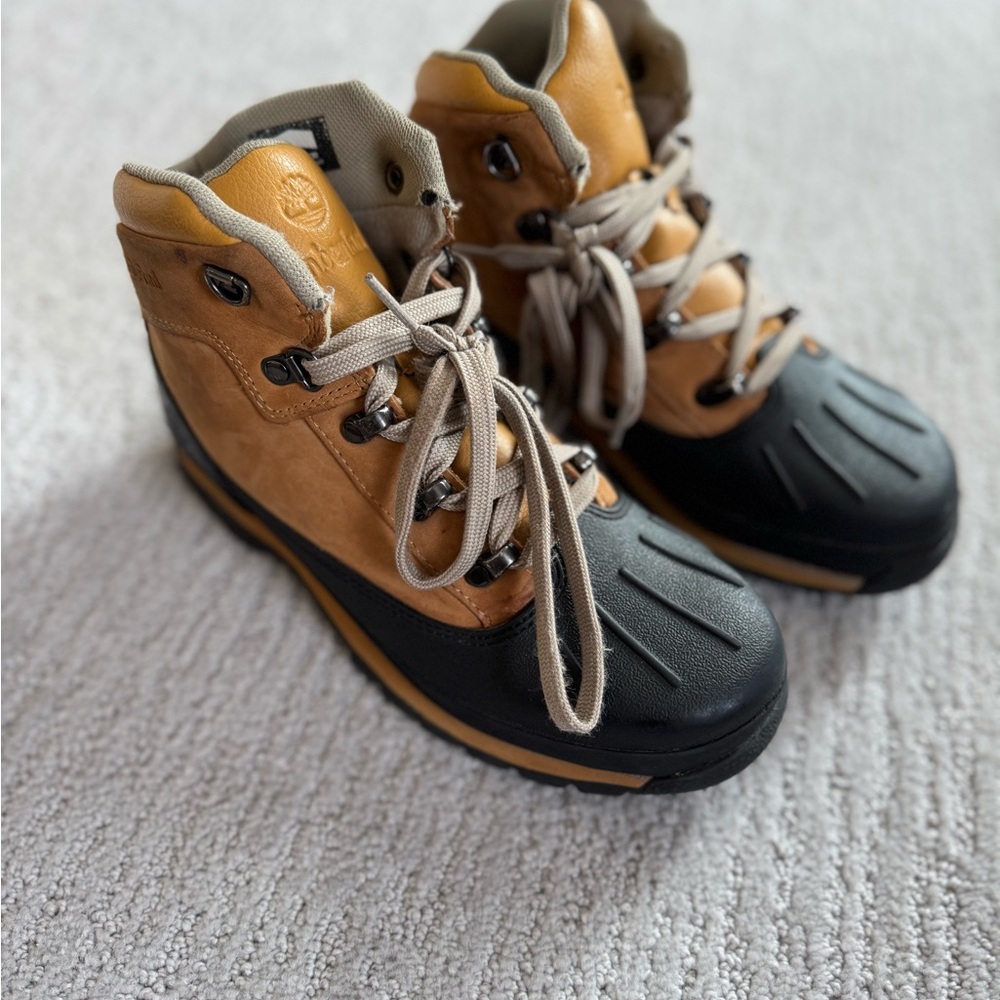 Timberland Kids Tan and Black Boots